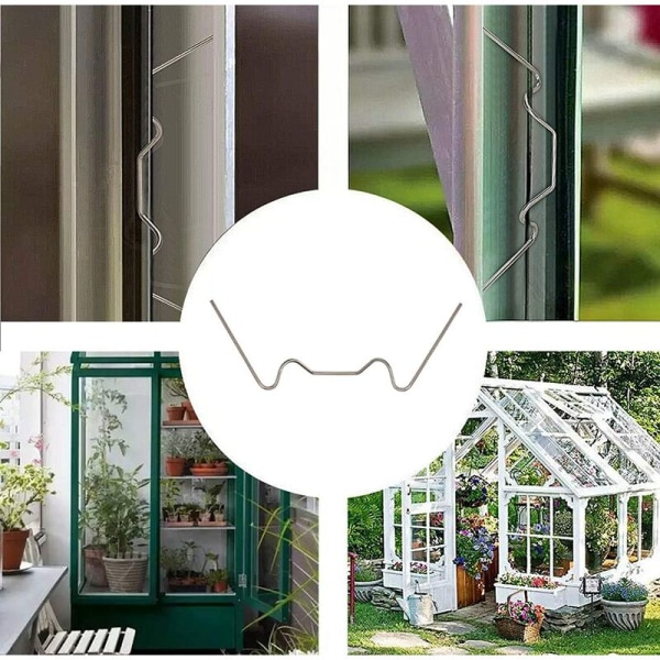 100 st rostfritt stål växthusglasfönster fästklämmor (med 50 W trådklämmor för växthusglas och 50 Z överlappsklämmor för växthusglasin