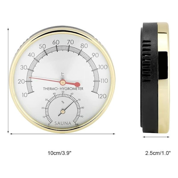 Sauna rum termometer, indendørs metal skive termometer Hygrometer Hygrometer til sauna rum