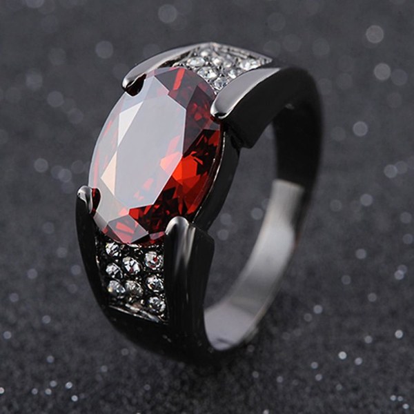 Mand Mode Cool Big Red Rhinestone Indlagt Finger Ring Smykker Gave Størrelse 8-12 9