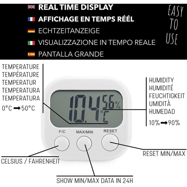 Elektronisk digital termohygrometer för inomhusbruk Termohygrometer - Hög noggrannhet - Digital termohygrometer