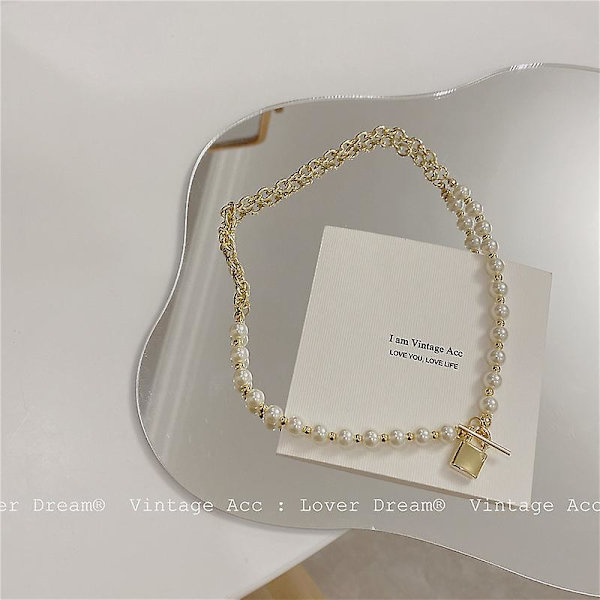 Halskjede Pearl Geometry Stud motesmykker Ac1236