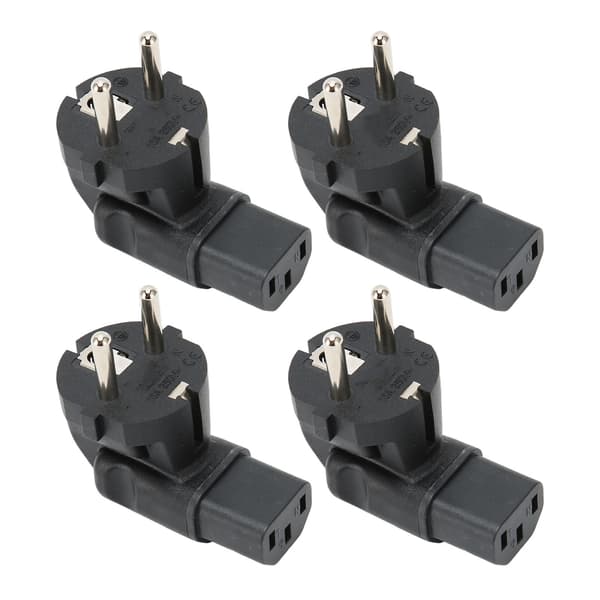 4 stk. EU 48 mm til IEC320 C13 90 graders strømpluggadapter for bærbare datamaskiners strømadaptere EU-plugg 100-250V