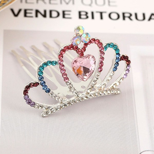 Tjejer Insert Comb Bow-kont Hårkam Krona Blomma Huvudbonad Barndagspresent Multicolour A