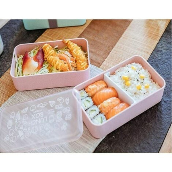 Bento Box 2-lags madkasse med genanvendeligt bestik Madpakke i japansk stil til mikroovn, fryser Opvaskemaskine Bento Box til