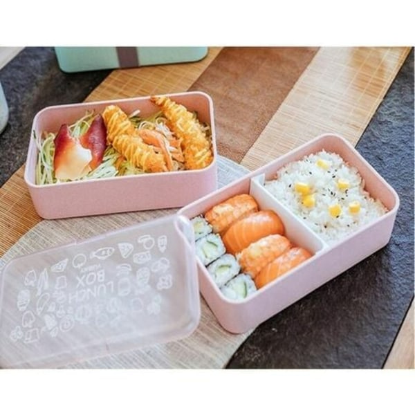 Bento Box 2 -tasoinen lounasrasia uudelleenkäytettävillä ruokailuvälineillä Japanilaistyylinen lounaslaatikko mikroaaltouunille pakastimen astianpesukoneelle Bento Box