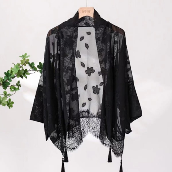 Dam Chiffong Spets Kimono Cardigan Holiday Toppar