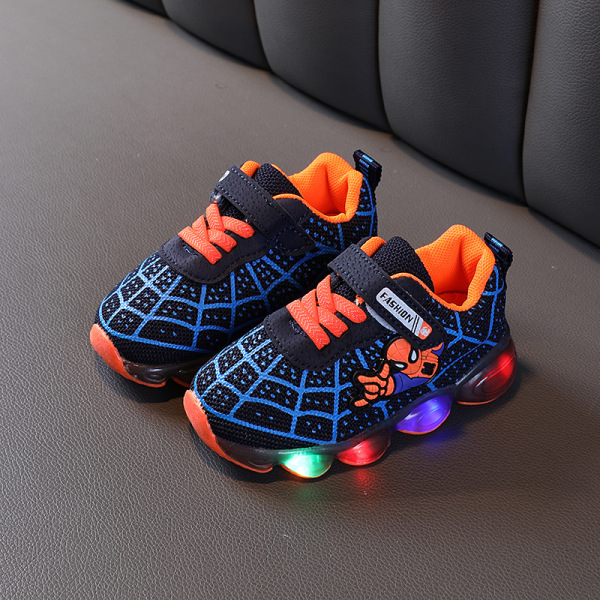 Barns andas Casual LED Spider-Man Luminous Shoes - Z red 27