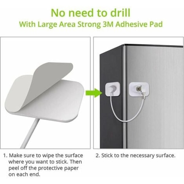 4 stk Sikkerhetsvindusbegrensninger Kjøleskapsdørlås med nøkler Selvklebende fryser Sikkerhet Barnesikring Vinduslås for skuff Ov