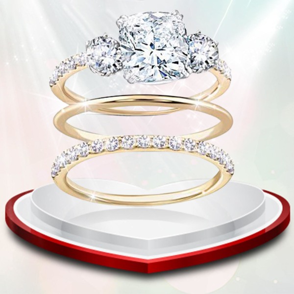 3st/ set Ring Rhinestone Inlay Slitbeständig Legering Kvinnor Finger Band För Bröllop US 10