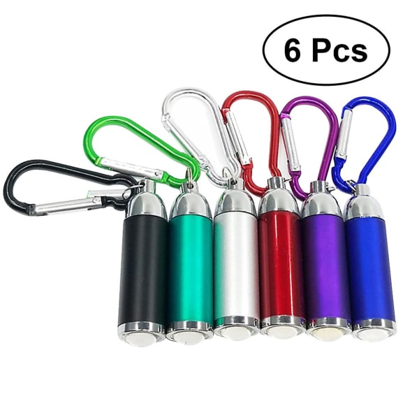 6st Karbinhake Ficklampa Nyckelring Mini Nyckelring Ficklampa Led Light Outdoor Tool (blandad färg)