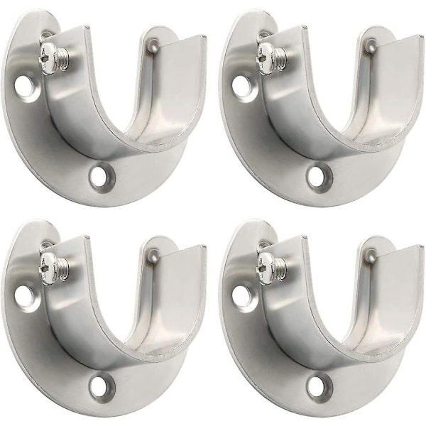 Verhotangon kannake U-muotoiset pistorasiat Vaatekaappitangon pää Ripustintangon pää verhoon tai vaatekaappiin, harjattu ruostumaton teräs, 28 mm, 4 kpl, Efl8001ls-4p-fr