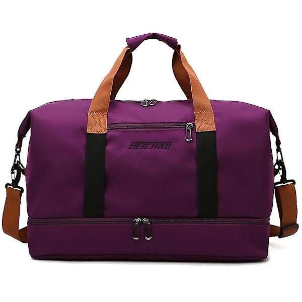 Separat tørr og våt treningsveske Skolager Yoga Sportsbag Oxford Cloth Stor kapasitet Utfluktsbagasjeveske purple