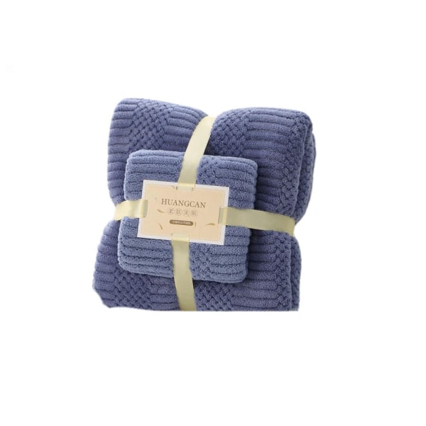 Coral Velvet Quick Dry Absorberende Badehåndklæde Sæt (Gaomi Jixiangge-Deep Sea Blue)
