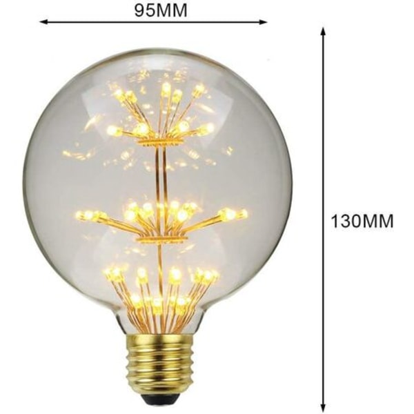 3W Vintage LED-pærer - Stjerne dekorative pære - 2200K - Varm gul - E27 (G95)
