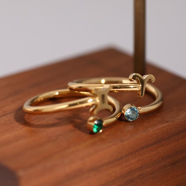 Kvinner Ring Constellation Rhinestones Klassisk mote Utseende Galvanisering fingerring for daglig bruk Sagittarius