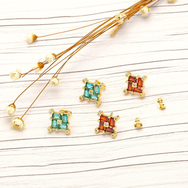Korvakorut Vintage Zircon Geometry Stud Muotikorut Ac9134 Red
