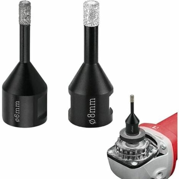 Timanttiporanterät, laattaporanterät, 2kpl 6mm/8mm, poranterät M14-kierteellä, tyhjiökuotetut poranterät, posliini T:lle