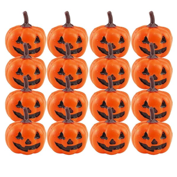 16x simulerte gresskar dekorative til Halloween rustikk feriedekorasjon