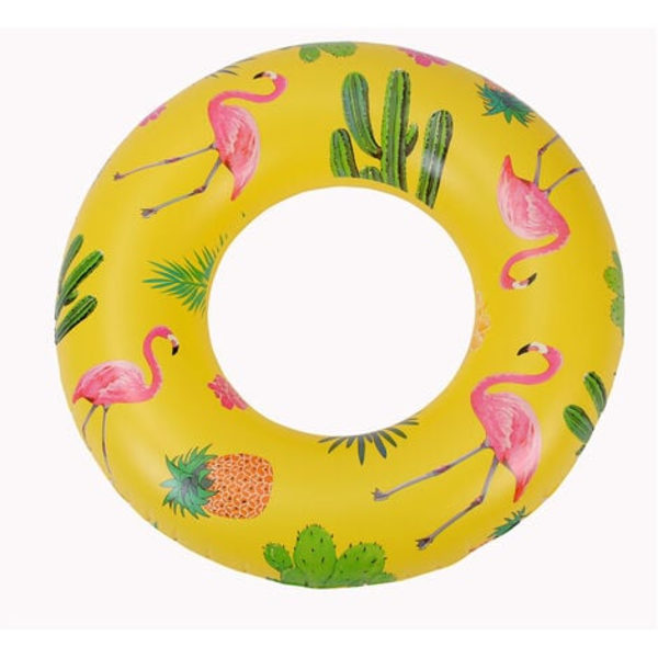 Flamingo Shape Oppustelig Pool Bøje Svømmering Sommer Oppustelig Bøje Legetøj Strand Pool Party Voksen Børn-Gul