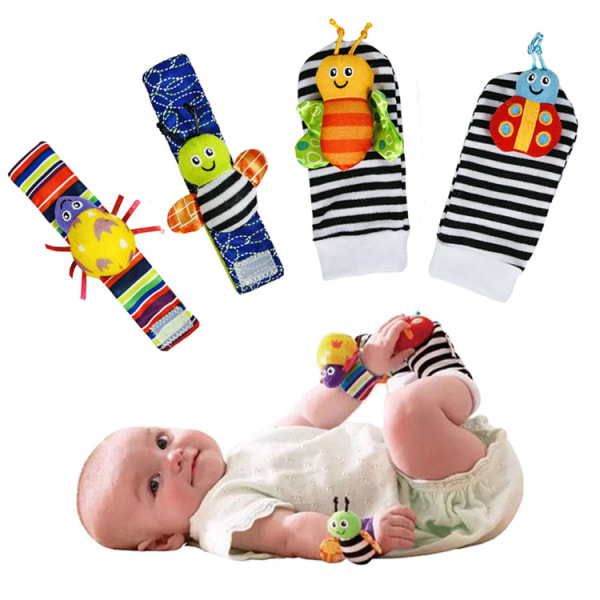 Baby rattle strumpor leksaker 3-6 till 12 månader lär leksaker