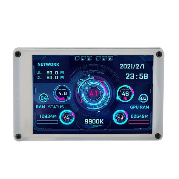 3,5-tommers PC-temperaturmonitor Dobbel USB-sensorpaneldisplay for AIDA64 CPU GPU RAM HDD-datamonitor Kompatibel med Raspberry Pi og Linux