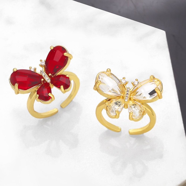 Ring Vintage Zircon Butterfly Fashion Jewelry Ac9471 Rose