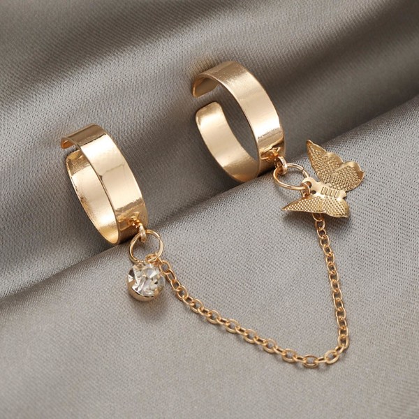 Kvinder Circlet Sæt Åbning Justerbar Legering Rhinestone Bright Luster Knuckle Ring Sæt Smykker Golden