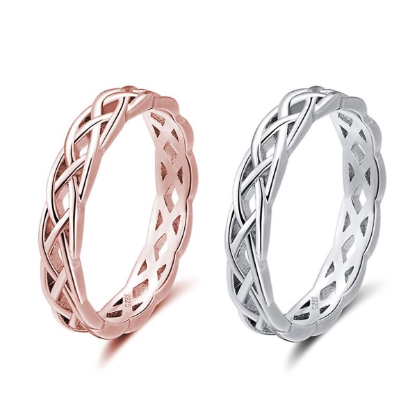 Minimalistiske kvinder snoet form hule bånd ring bryllup forslag smykker gave Rose Gold US 10