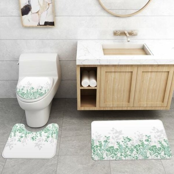 Pack kukkakuvioiset suihkuverhot, kylpyhuonesarjat suihkuverhoilla, wc-kannen cover, kylpymatto ja jalustamatto, 71 tuuman jalka