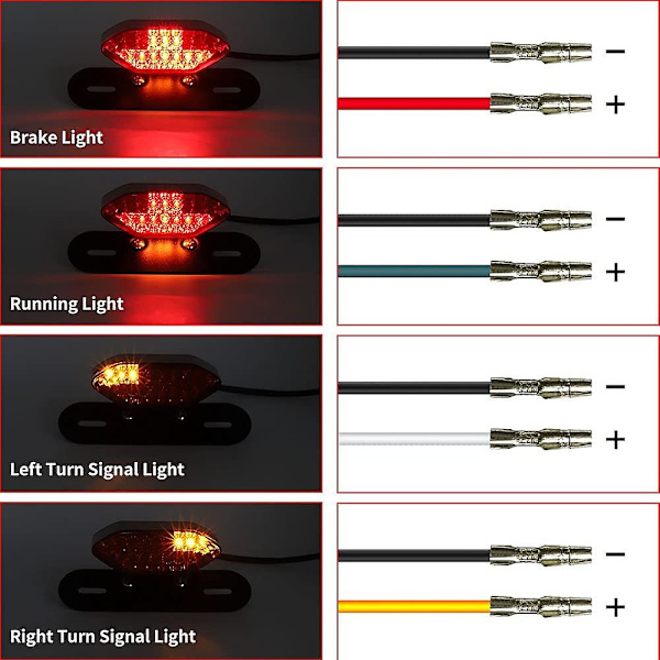 Motorsykkel LED-baklys, motorsykkelblinklys bakre bremselys Nummerskiltlampe 12v