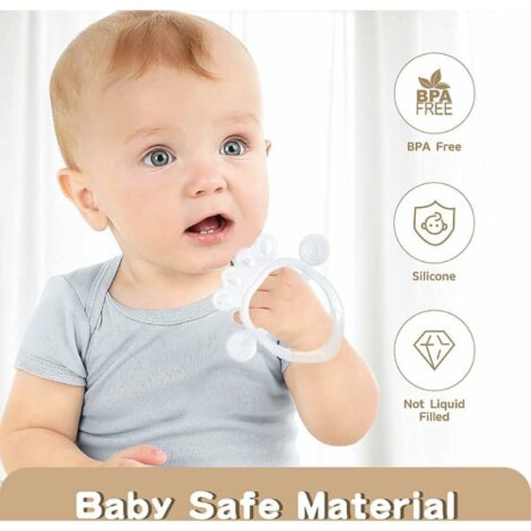 Babybiteleke, rav og gjennomsiktige tannringer 2 stk