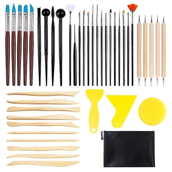 43stk/sett Clay Plastic Scraper Manicure Silicone Point Drill Innrykkspenn