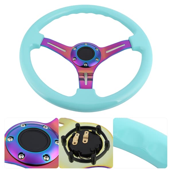 6 Bolt Racing Ratt 350mm Universal Deep Dish Lyseblå