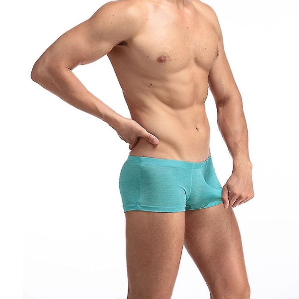 Mænd lavtstående bomuldsboksershorts Trunks Undertøj Trusser Turquoise Blue L