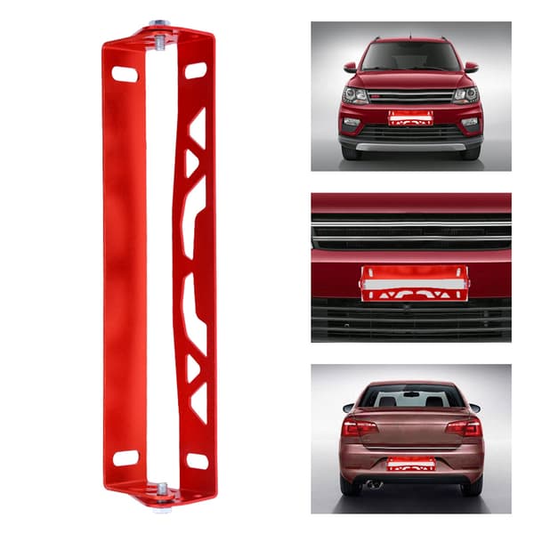 Universal Bilstyling Aluminium Nummerplåtsram Justerbar Racing Nummerplåtshållare Röd