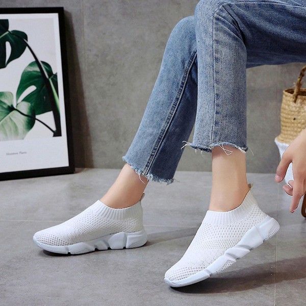 Kvinder Mesh Pumps åndbare sportssko flade sko White 36