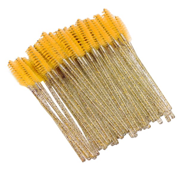 50 stk. engangs nylon makeup mascara børster bærbare øjenvippe øjenbryn gule