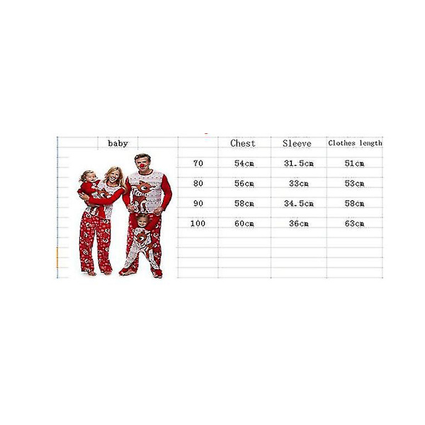 Perheeseen sopiva joulupyjamatti set Xmas-pyjamat 100CM Baby