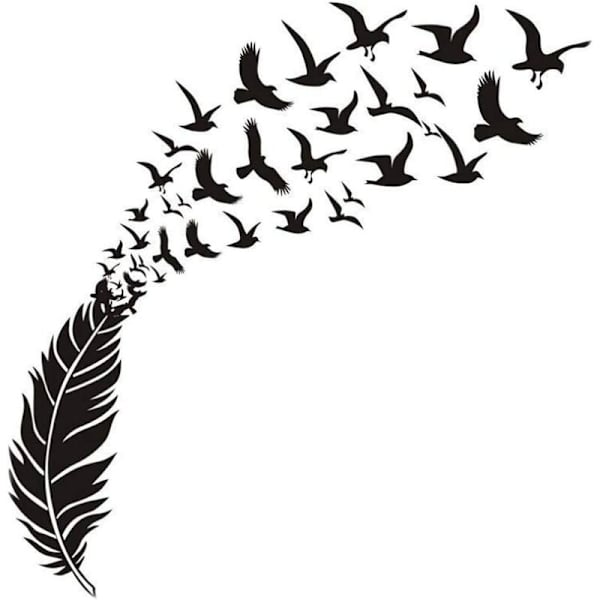 58*100CM sort kreativ udskåret fjerfugl stue soveværelse wallstickers personlige dekorative wallstickers,