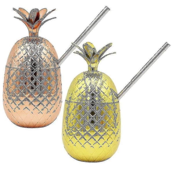 Set Ananas Cup Cocktail Cup Sugrör Ananas Cup Cocktail Cup För Semesterfest