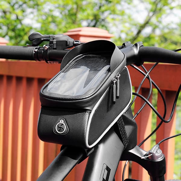 Nylon Sort Vandafvisende Touch Screen Cykeltaske Cykel Telefonpung