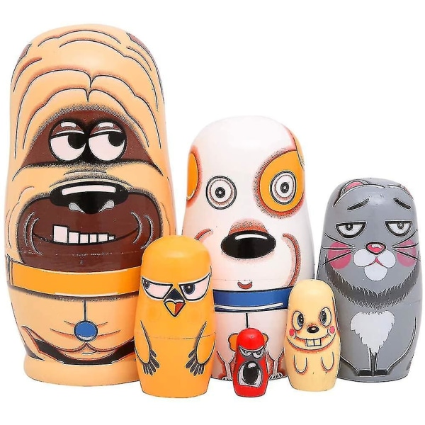 6 handgjorda ryska matryoshka-dockor i trä