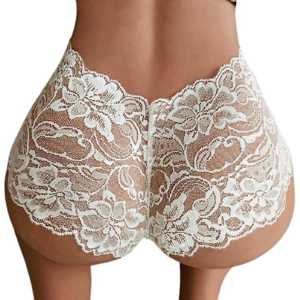 Naisten seksikkäät läpinäkyvät pitsihousut Alushousut, mukavat pikkuhousut White 4XL