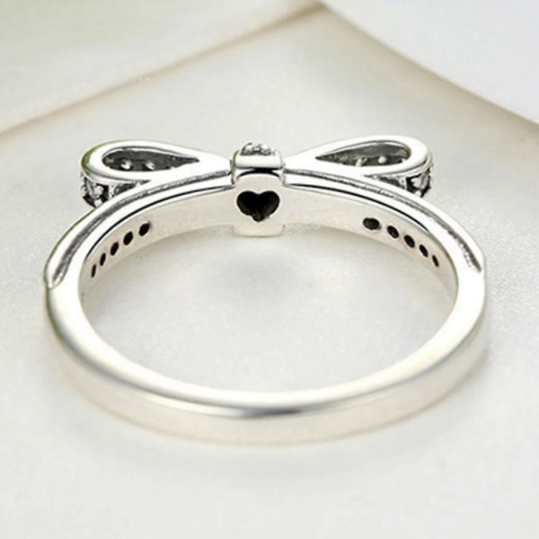 Kvinner Søt Glitrende Rhinestone Innlagt Bow Knot Finger Ring Party smykker Gave Us9