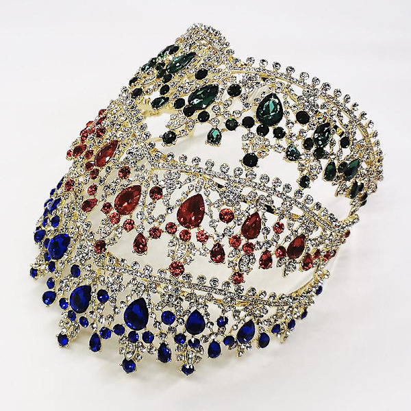 Jeweled Crowns Beautiful Headpiece Wedding Crown Wedding Tiaras Hårtilbehør For Prom bursdag Green without comb
