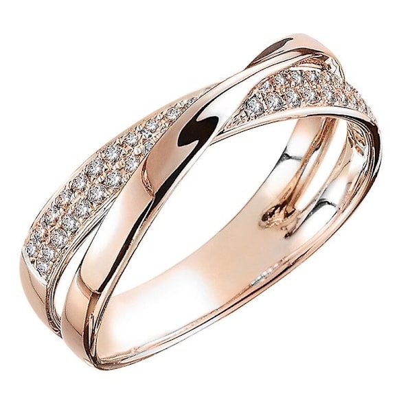 Mote Ny To Tone X Form Cross Ring For Kvinner Bryllup Trendy Smykker Blendende Cz Stone Store Moderne Ringer Anillos Mixed