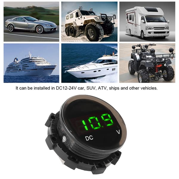 LED Digital Display Motorcykel Voltmeter Spänningsmätare Panelmätare Grön