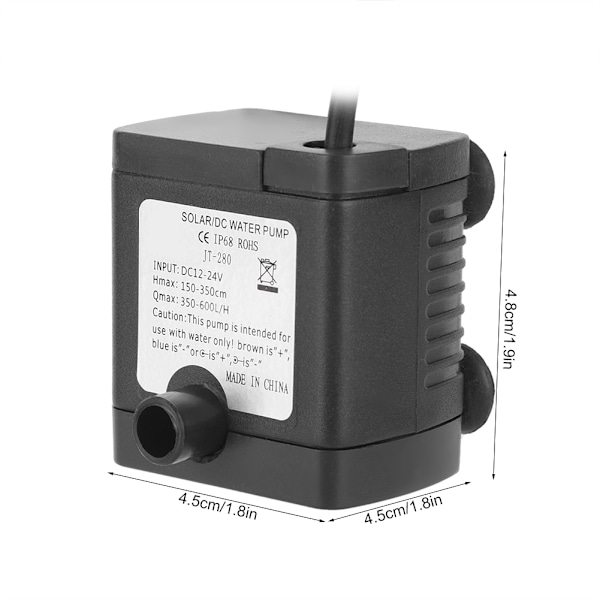 24V Mini Borstlös Dränkbar Solvattenpump för Fontäner