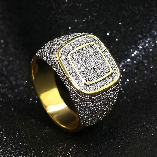 Glitter Menn Square Full Rhinestone Innlagt Finger Ring Bryllup Engasjement smykker US 6