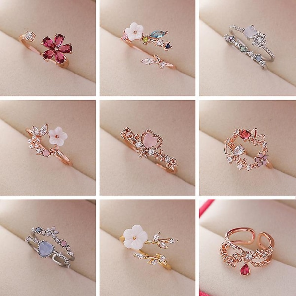Ring Flower Stud Justerbar Girls&#39; Modesmycken Ac3863